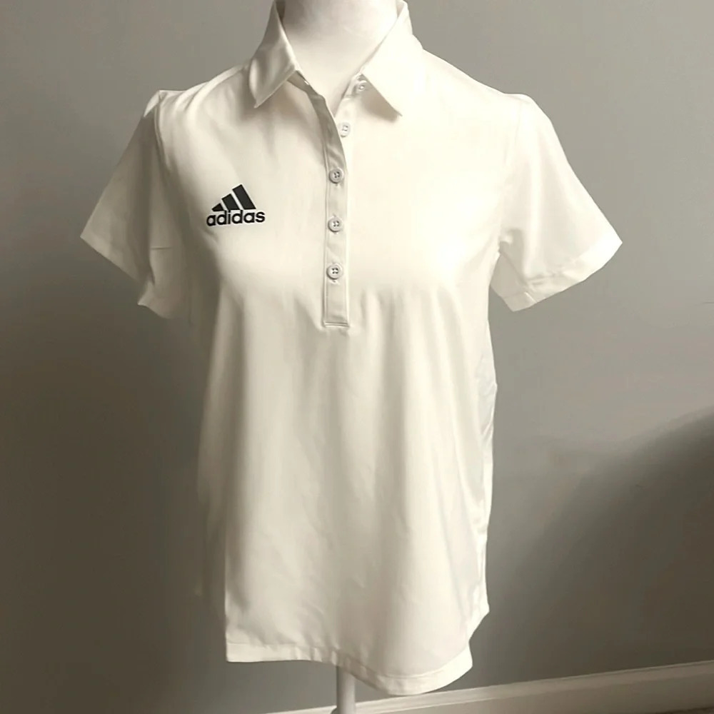 ADIDAS‎ Women’s Collared Golf Polo Shirt Athletic Breathable White Size S NWT